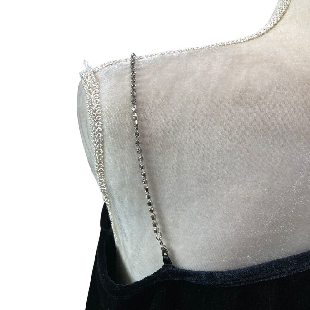 Venezia 18/20 XXL Women's Black Velvet Party Top Shirt one Sleeve Rhinestone USA - Picture 5 of 13